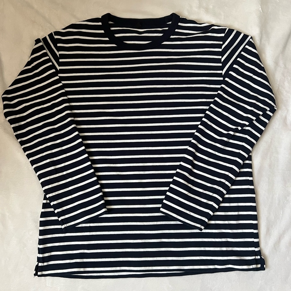 Uniqlo Navy & White Striped Long Sleeve Tee Mens Size XL